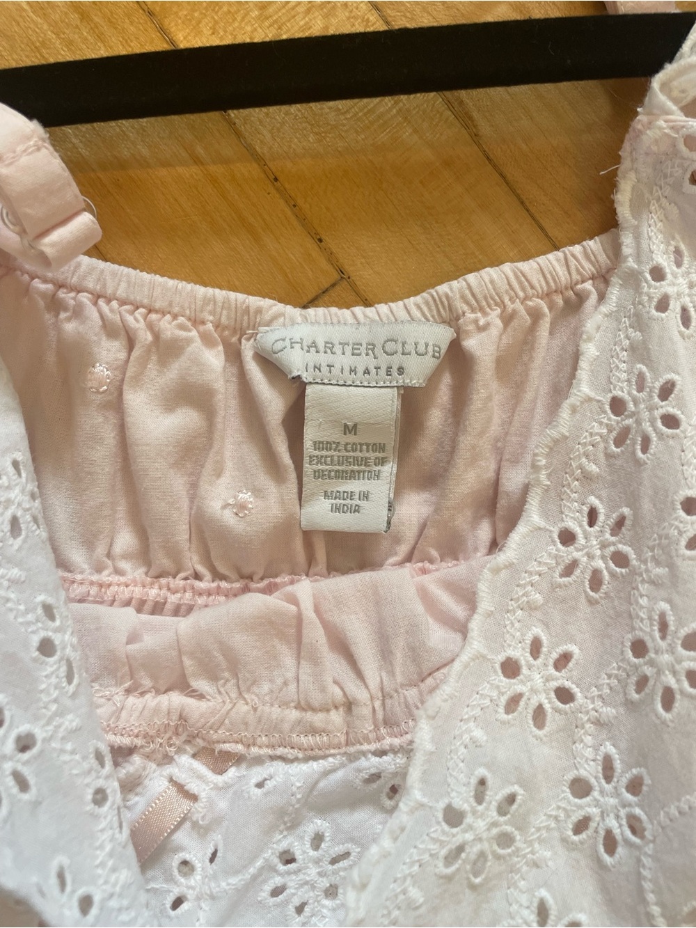 CHARTER CLUB Vintage Cotton Swiss Dot Eyelet Baby Doll Nightgown Slip Pink - Picture 5 of 12